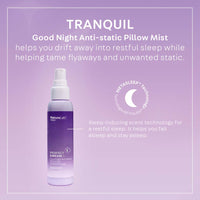 TRANQUIL: Good Night Anti-Static Pillow Mist helps you drift away into restful sleep while helping tame flyaways and unwanted static. METASLEEP Technology: sleep-inducing scent technology for a restful sleep. It helps you fall asleep and stay asleep.