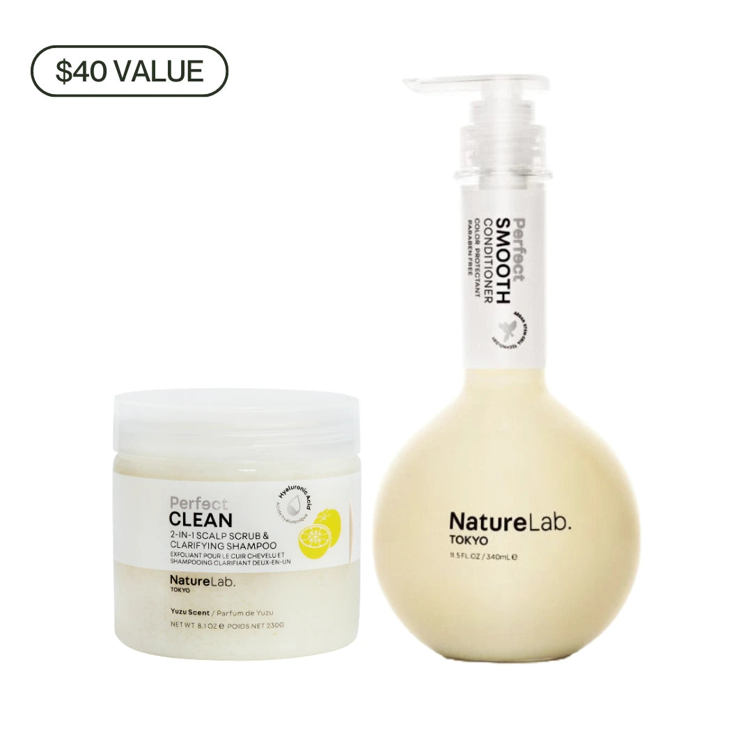 NatureLab Tokyo hair care products on a white background