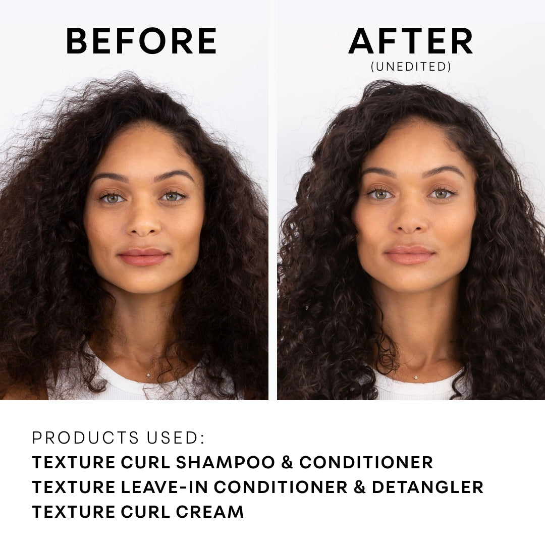Before and after model image for Texture Curl Collection.